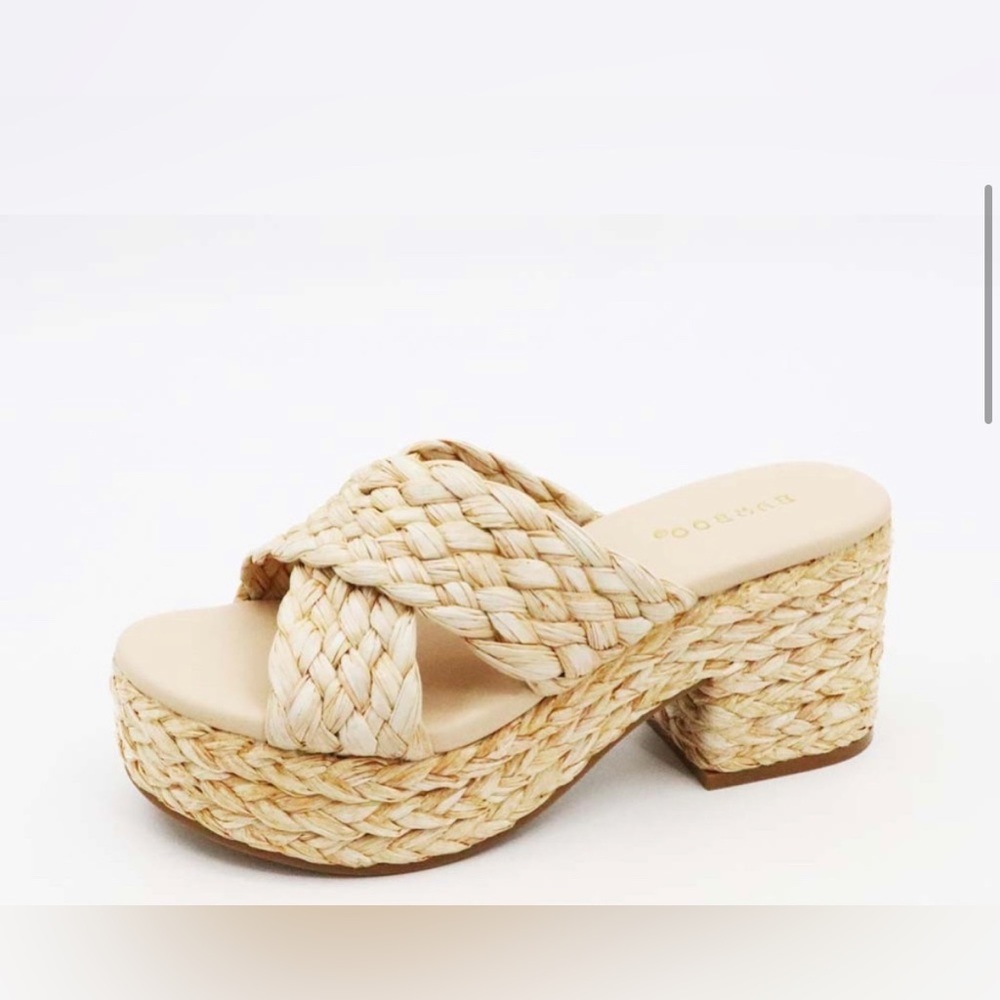 NEW! RAFFIA PLATFORM SLIP ON SANDAL - Picture 2 of 3